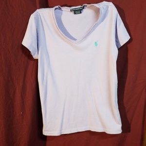 Light purple polo v neck teal/mint horse